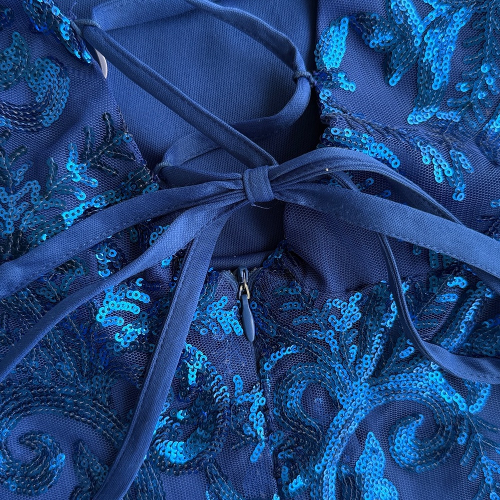 Lulus Divine Energy Royal Blue Sequin Lace-Up A-Line Mini Dress Size XL - Picture 9 of 14